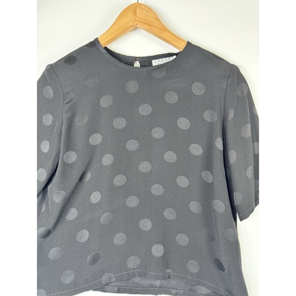 Vintage Jaeger Blouse Women Small Black Polka Dot Keyhole Back Great Britain 90s - Picture 2 of 12